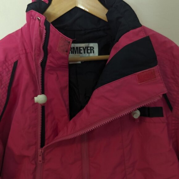 Vintage Obermeyer Jacket Apres Ski Barbie Pink Zippered Kangaroo Pocket Size 12 - Picture 5 of 8